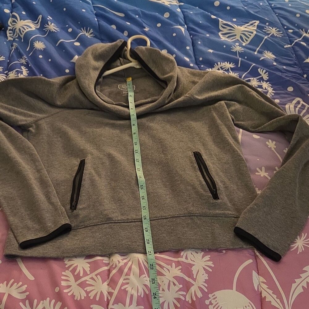 SO Women's Gray Pullover Hoodie Medium Zip Pockets Cowl Neck  2000's